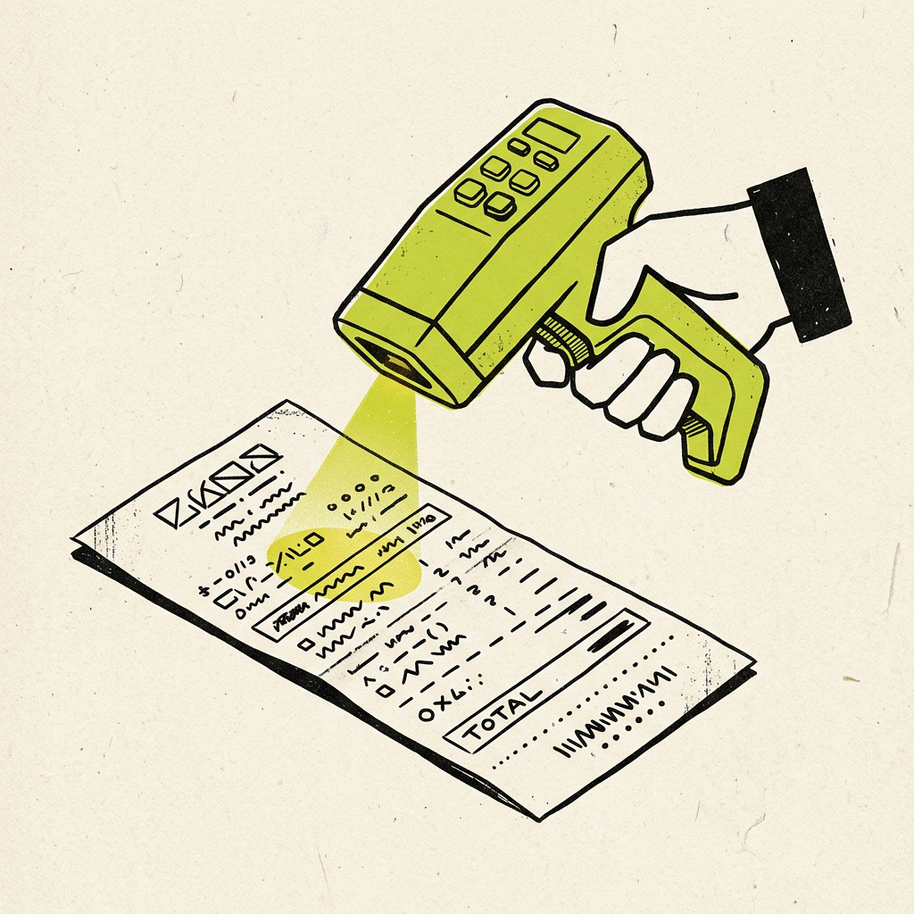 Receipt scanner illustration